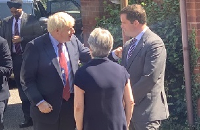 Boris and Kevin during his visit to Torbay Hospital