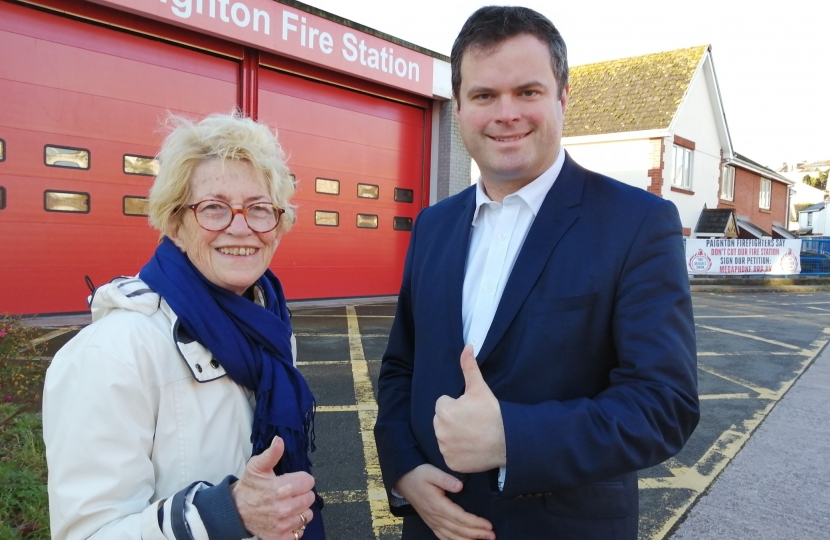 Cllr Jane Barnby and Kevin at Paignton Fire Station