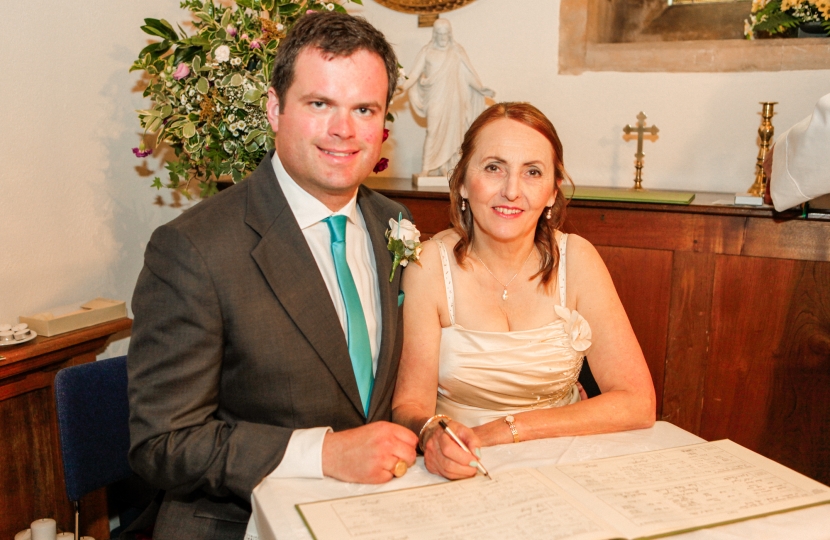 Signing the marriage register with Hazel.