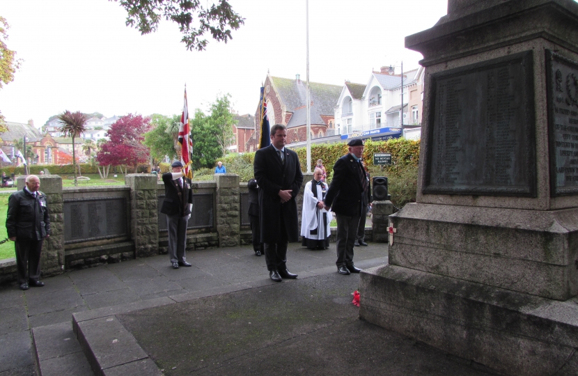 Observing the 2 minute silence at Paignton War Memorial.