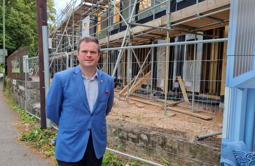 Kevin at the new housing being built on the former Dairy site in Upton.