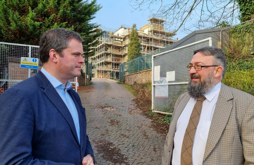 Kevin Foster MP with Alan Whytock at the site of the new St Michael's Academy in Paignton.