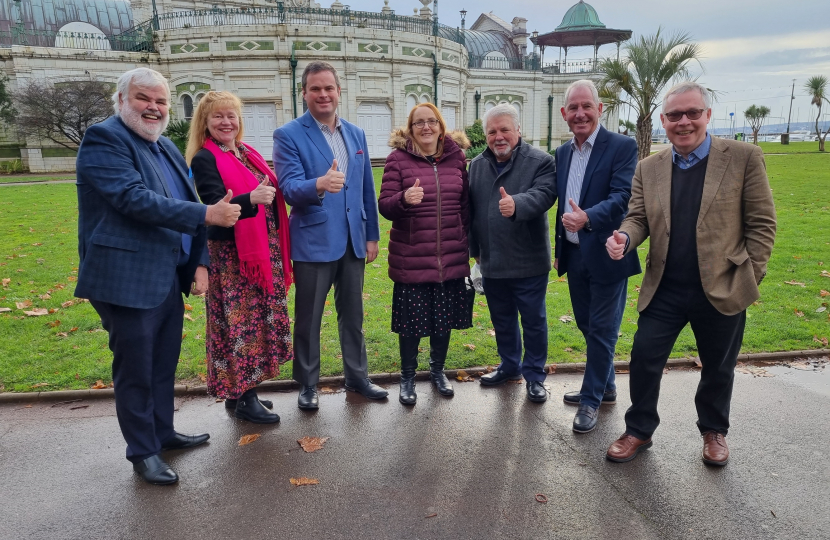 Kevin and local Conservatives celebrate the deal which will see the Pavilion re-opened.