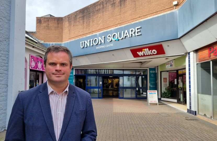 Kevin Foster MP outside Union Square Shopping Centre