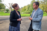 Alison Hernandez and Kevin Foster MP in Victoria Park Paignton