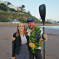 Cllr Hazel Foster welcoming Brendon Prince back to Torquay at the end of his epic journey