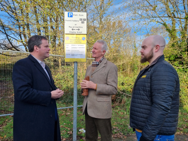 Kevin Foster MP with local campaigners Mark Kingscote and Josh Barrand at the Edginswell Station site