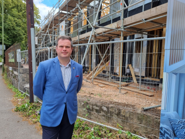 Kevin at the new housing being built on the former Dairy site in Upton.