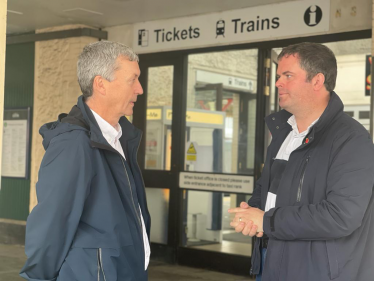 Kevin Foster MP and Cllr John Fellows at Paignton Ticket Office